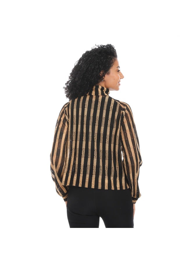 Caesar Women's mesh blouse with a tie at the neck - Image 3