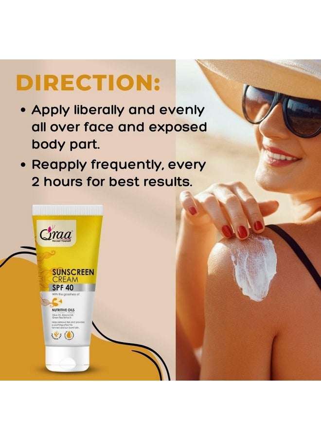 Qraa Sunscreen - Spf 40 Pa++++ Sunscreen Cream Spf 40|Helps Remove Tan|Helps In Sun Burn| Pack Of 2 (200Gm, 2)  - Image 4
