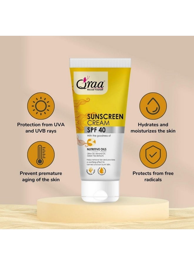 Qraa Sunscreen - Spf 40 Pa++++ Sunscreen Cream Spf 40|Helps Remove Tan|Helps In Sun Burn| Pack Of 2 (200Gm, 2)  - Image 5