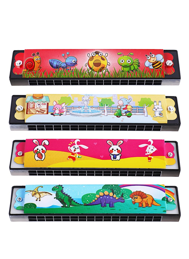 Harmonica for Kids Adults Beginners, 4PCS Diatonic 16 Holes C Key Harmonica, Cute Cartoon Printed Harmonica Mouth Organ for Beginner, Children, Kids, Musical Instrument Gift  - Image 1