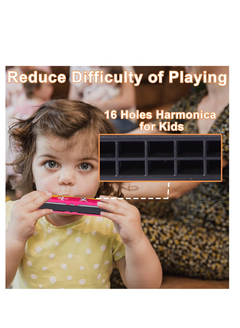 Harmonica for Kids Adults Beginners, 4PCS Diatonic 16 Holes C Key Harmonica, Cute Cartoon Printed Harmonica Mouth Organ for Beginner, Children, Kids, Musical Instrument Gift  - Image 3