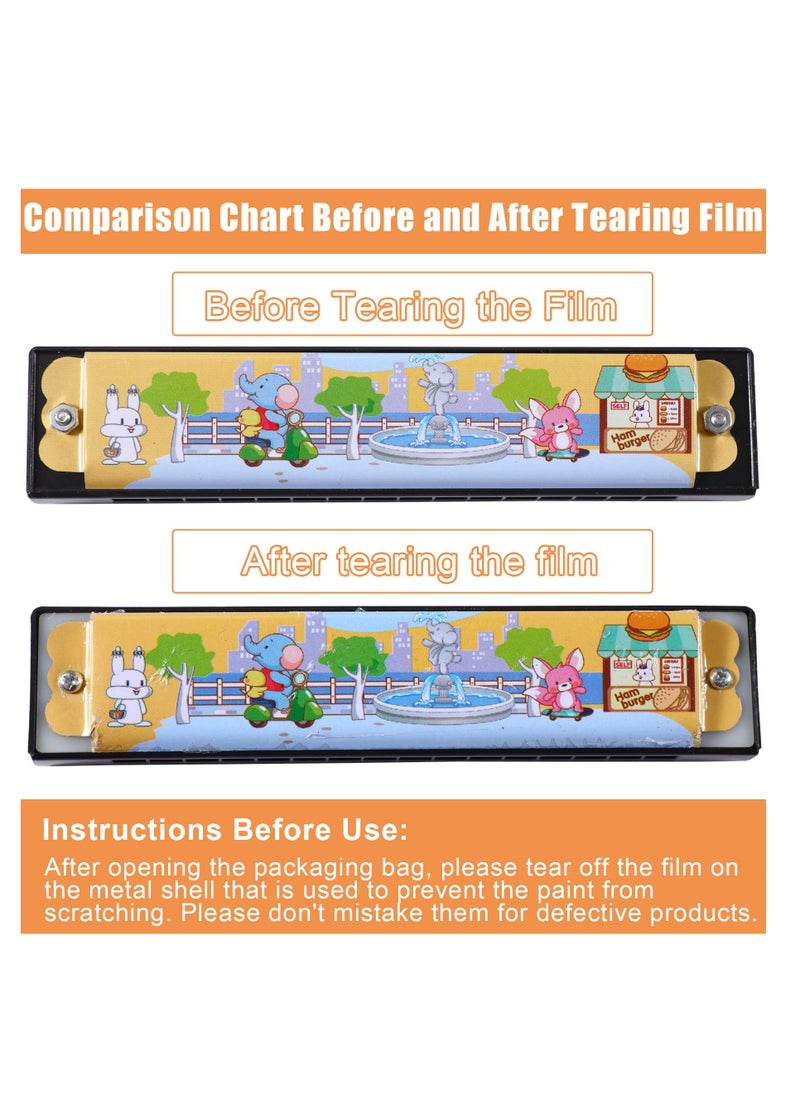 Harmonica for Kids Adults Beginners, 4PCS Diatonic 16 Holes C Key Harmonica, Cute Cartoon Printed Harmonica Mouth Organ for Beginner, Children, Kids, Musical Instrument Gift  - Image 5