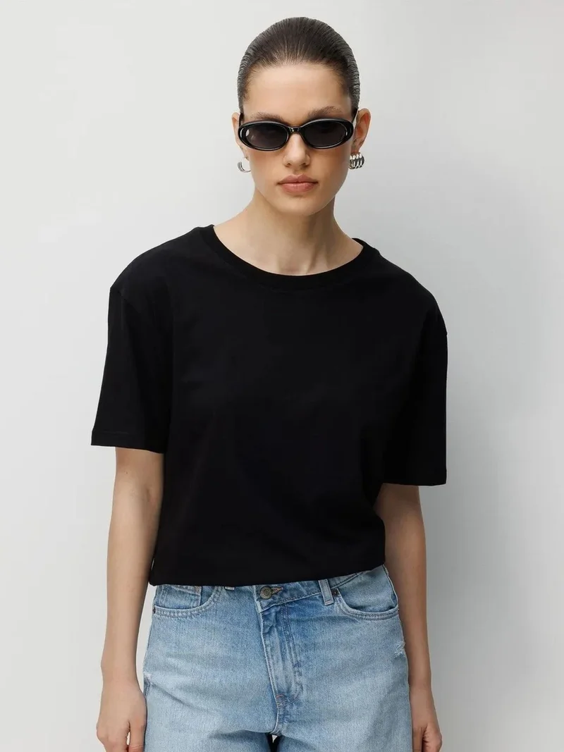 MixRay MIXRAY Oversized Ribbed Crew Neck T-Shirt
