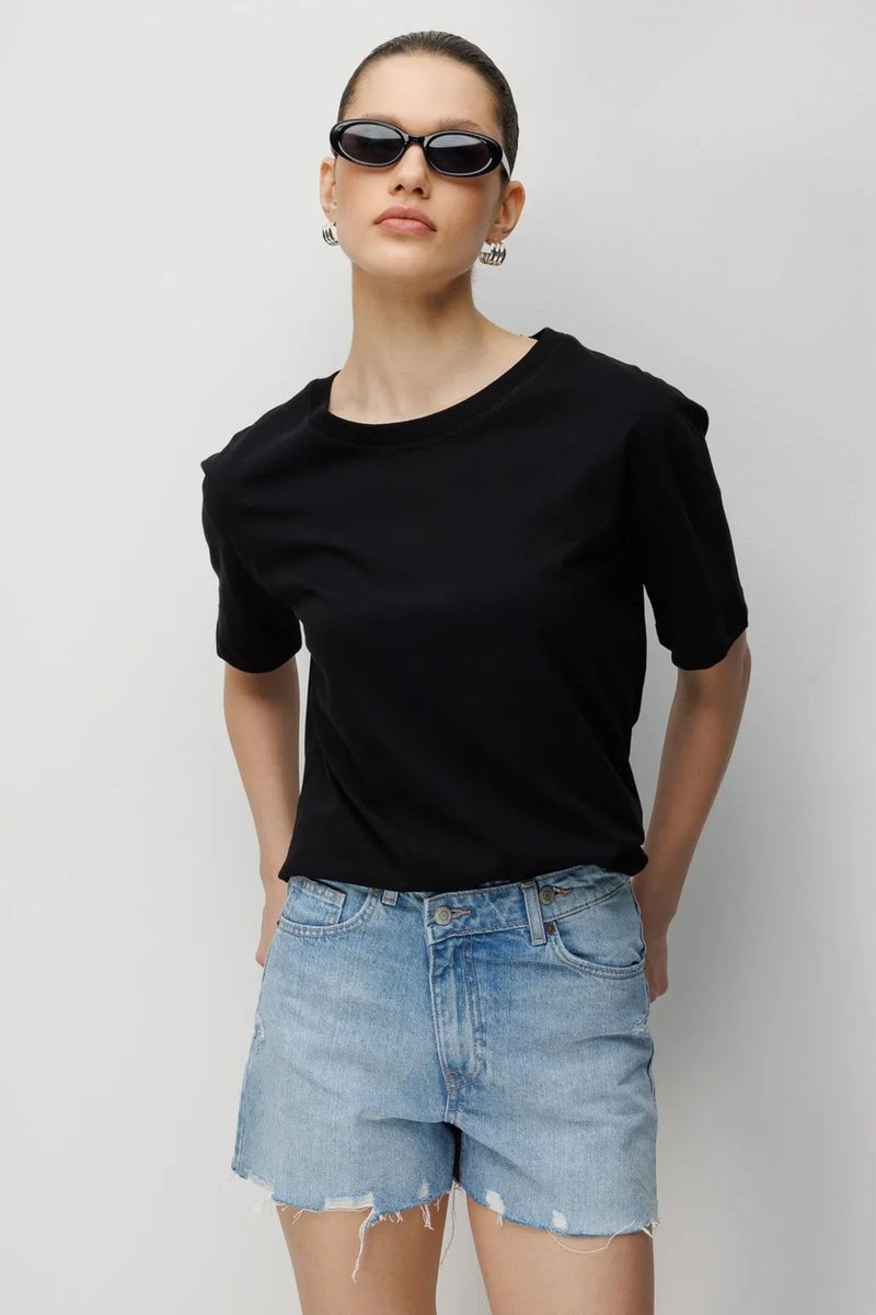 MIXRAY Oversized Ribbed Crew Neck T-Shirt - Image 2