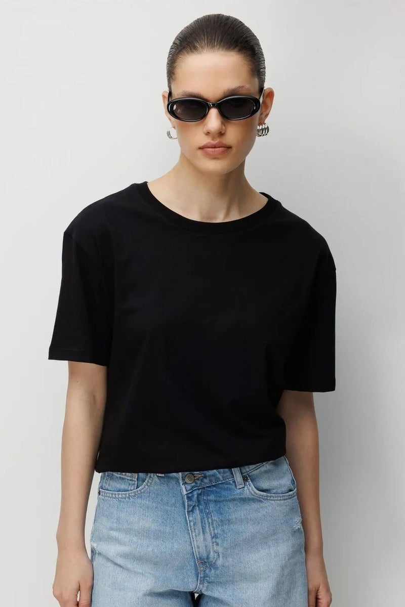 MIXRAY Oversized Ribbed Crew Neck T-Shirt - Image 1
