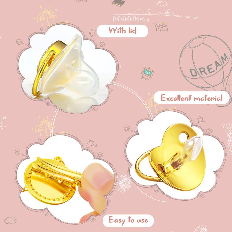تونديامو 3 Pieces Sublimation Pacifier Set Name Custom Baby Bling Pacifier Clip Glitter Personalized Artificial Crystal Decoration for Girl Boys Baby with Blanks - Image 3
