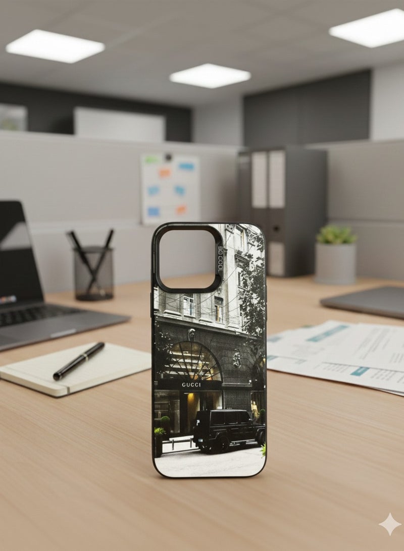 Grace Iphone 16 pro max  Lux-Street Collection: Premium Matte Case with City Architecture & Luxury SUV Graphic - protective cover - Image 1