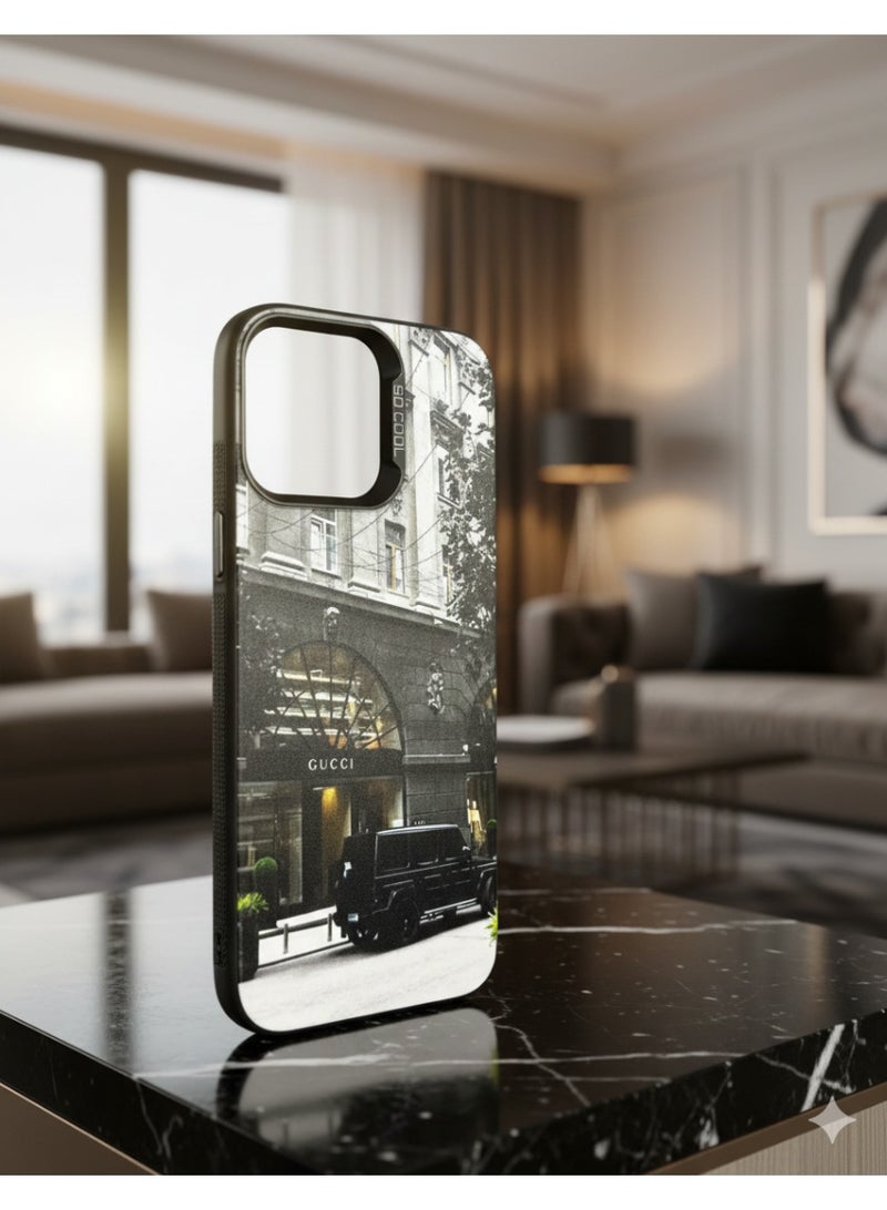 Grace Iphone 16 pro max  Lux-Street Collection: Premium Matte Case with City Architecture & Luxury SUV Graphic - protective cover - Image 2