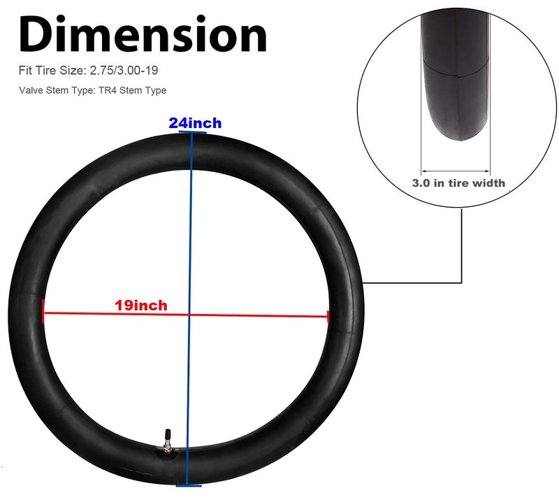 StaiBC 2.75-19 3.00-19 Inner Tube Heavy Duty 80-19 100-19 Tire Tubes with TR4 Straight Valve Stem Replacement for CRF KLX TTR Motocross Pit Dirt Bike Motorcycle 2-Pack - Image 5