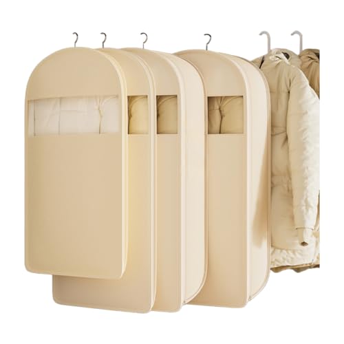 Fasolara 2 Packs Breathable Hanging Garment Bags for Clothes & Suits - 52" Fabric Suit Bags for Closet Storage, Garment Covers for Coats, Dresses, Jackets, Shirts, Wardrobe Protector (ecru) - Image 1