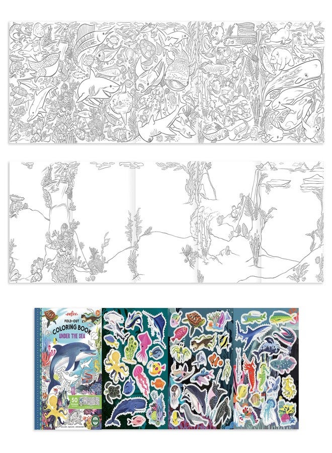 eeBoo: Fold-Out Coloring Book - Under The Sea - Includes 50 Stickers, 39" of Ocean Coloring & Stickering Space, Oversized Activity Fun, Kids Ages 3+ - Image 3