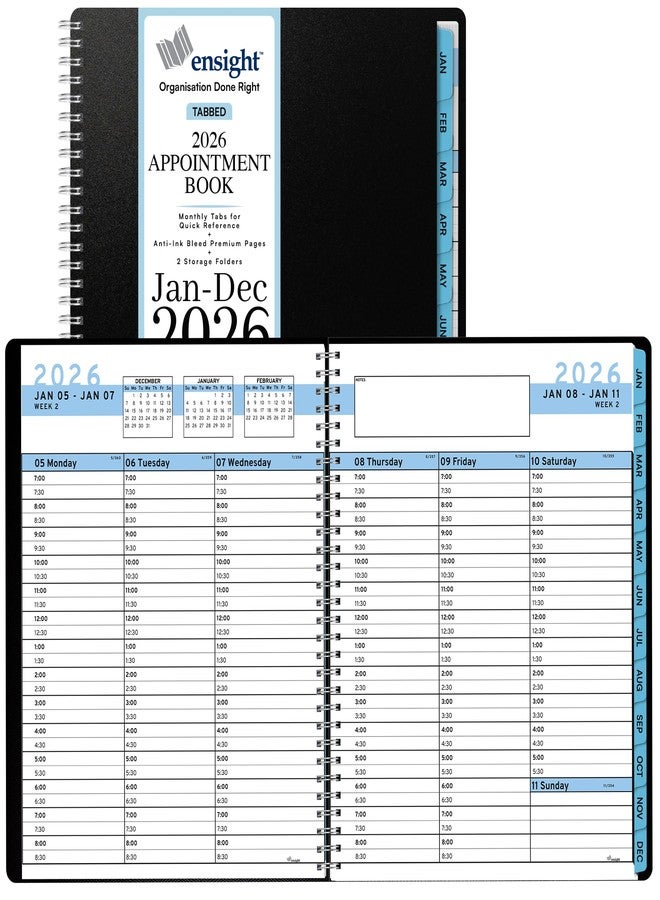 ensight 2026 Appointment Book & Planner- Ensight 6.5 x 8.5 inches Large Tabbed Daily Hourly Weekly Planner, Calendar & Schedule Book 30-Minute time Slots 2026- Dec 2026- Blue - Image 1
