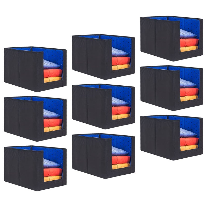 PrettyKrafts PrettyKrafts 9 Pcs Non Woven Shirt StackerCloth Organizer for StorageCloset Wardrobe Organizer for StorageFoldable Shirt Organizer Cloth Storage Box Blue 26x40x26 cm  - Image 1