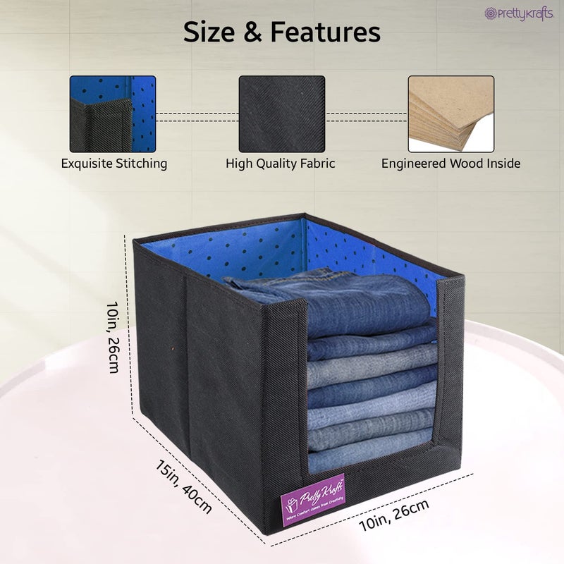 PrettyKrafts PrettyKrafts 9 Pcs Non Woven Shirt StackerCloth Organizer for StorageCloset Wardrobe Organizer for StorageFoldable Shirt Organizer Cloth Storage Box Blue 26x40x26 cm  - Image 2
