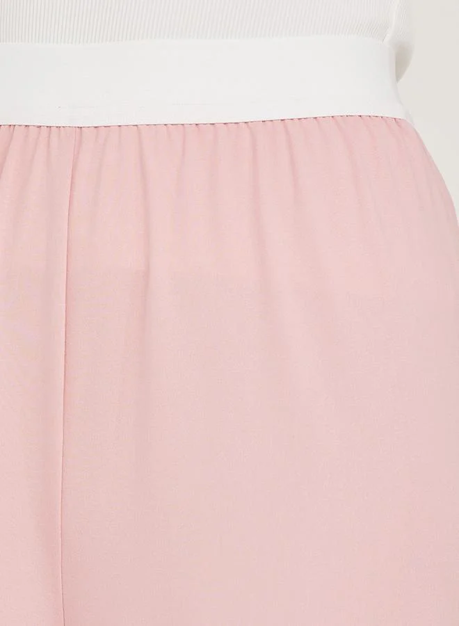 Styli Contrast Waistband Wide Leg Trouser