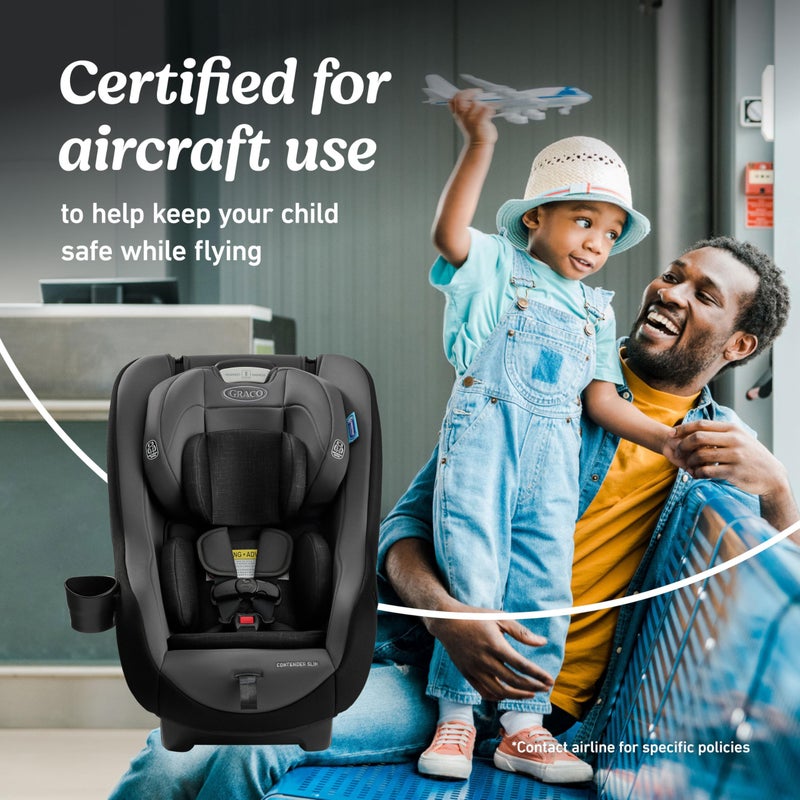Graco Contender Slim Convertible Car Seat, West Point, Lightweight Travel Car Seat with Compact, Space-Saving Design, Rear-Facing 5â€“40 lbs, Forward-Facing 26.5â€“65 lbs, Easy to Transfer, FAA Approved - Image 5