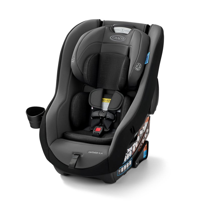 Graco Contender Slim Convertible Car Seat, West Point, Lightweight Travel Car Seat with Compact, Space-Saving Design, Rear-Facing 5â€“40 lbs, Forward-Facing 26.5â€“65 lbs, Easy to Transfer, FAA Approved - Image 1
