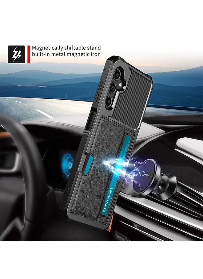 SNBFA Samsung Galaxy A15 4g/5g Case, Credit Card Slot Wallet Cover Leather Shell TPU Rubber Bumper Military Grade Drop Protection Phone Back Cover for Samsung Galaxy A15 5G  - Image 4