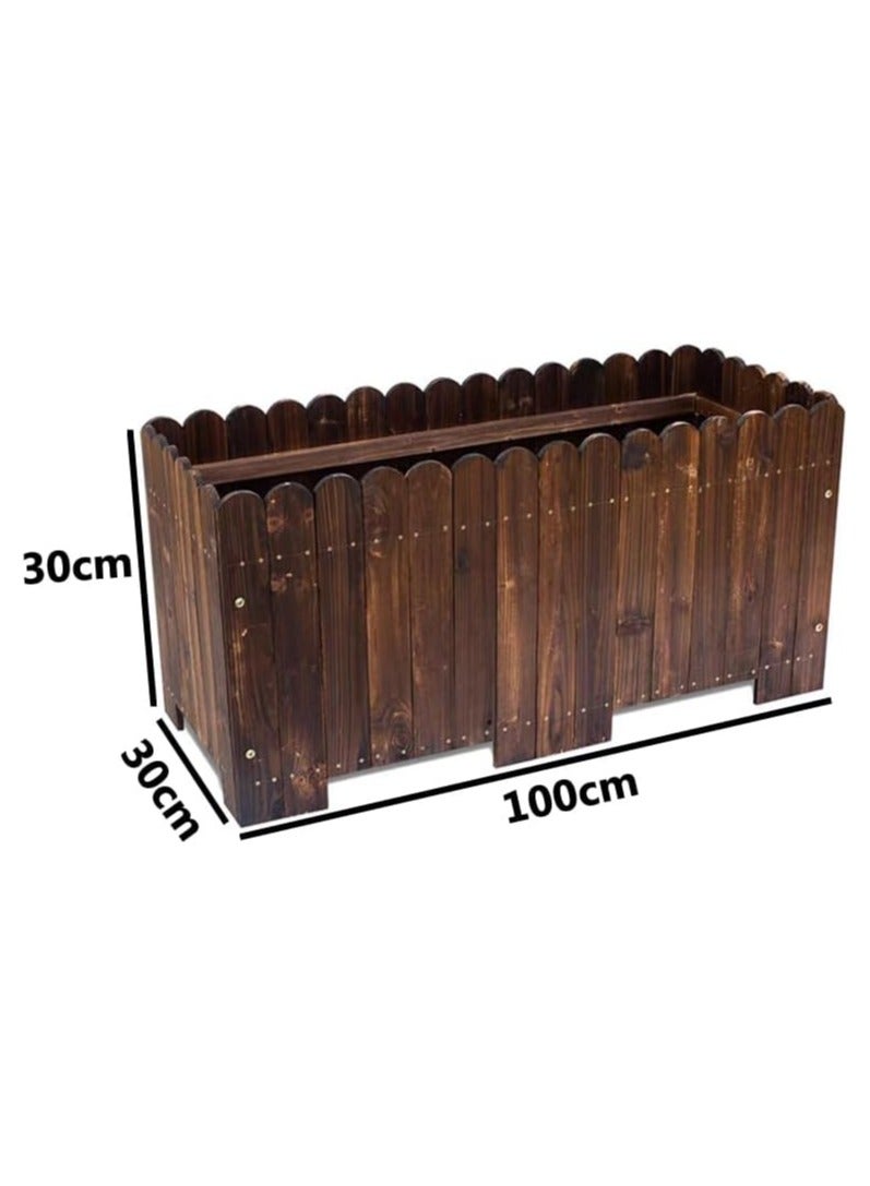LINGWEI Wooden flower Pot Garden Decorative Item Brown 100x30x30cm - Image 3