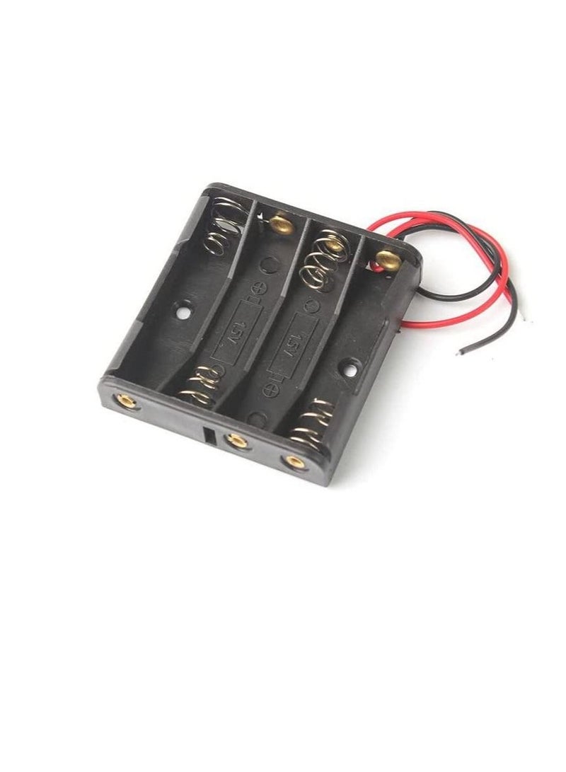 5 Pack Battery Holder Storage Box Case AA AAA Batteries Container With Wire Lead, ABS Light Weight Battery Bank Case (AA Battery, 4 Battery Holder) - Image 3