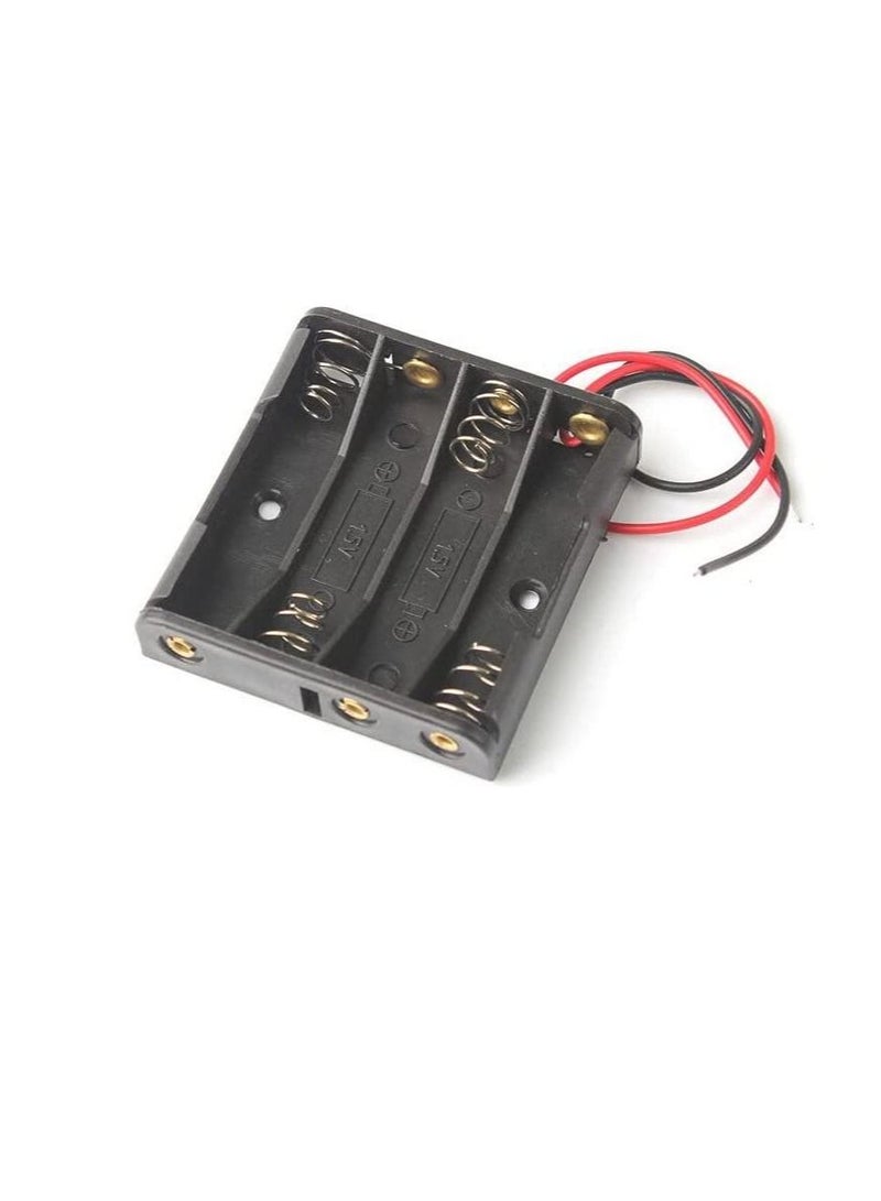 5 Pack Battery Holder Storage Box Case AA AAA Batteries Container With Wire Lead, ABS Light Weight Battery Bank Case (AA Battery, 4 Battery Holder) - Image 2