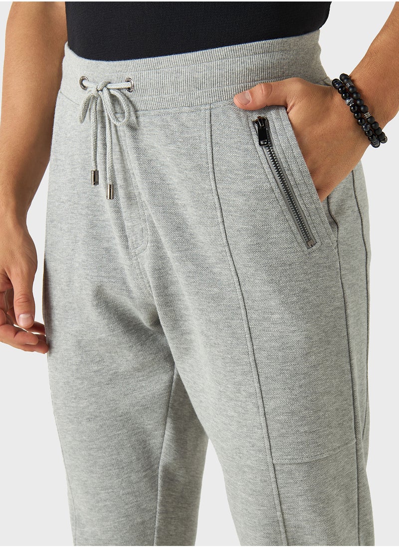 Iconic Iconic Solid Slim Fit Joggers with Drawstring Clos  - Image 3