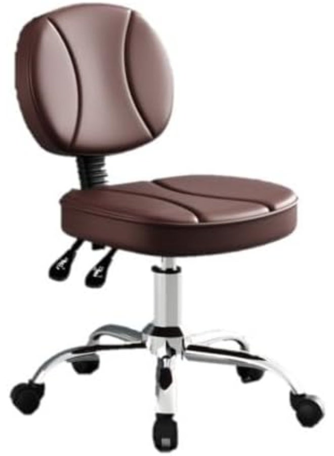 BLC Rolling Chair Adjustable Height With Backrest| PU Leather Swivel Chair| Adjustable Back Support| Heavy Duty Hydraulic Chair With Wheels, Brown - Image 1