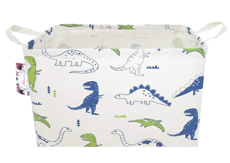 TIBAOLOVER Rectangular Kids Storage Basket Gift Basket Baby Storage Basket Cute Kids Toy Storage Bin Organizer Shelf Book Basket Room Decor(Polychrome Dinosaurs) - Image 1