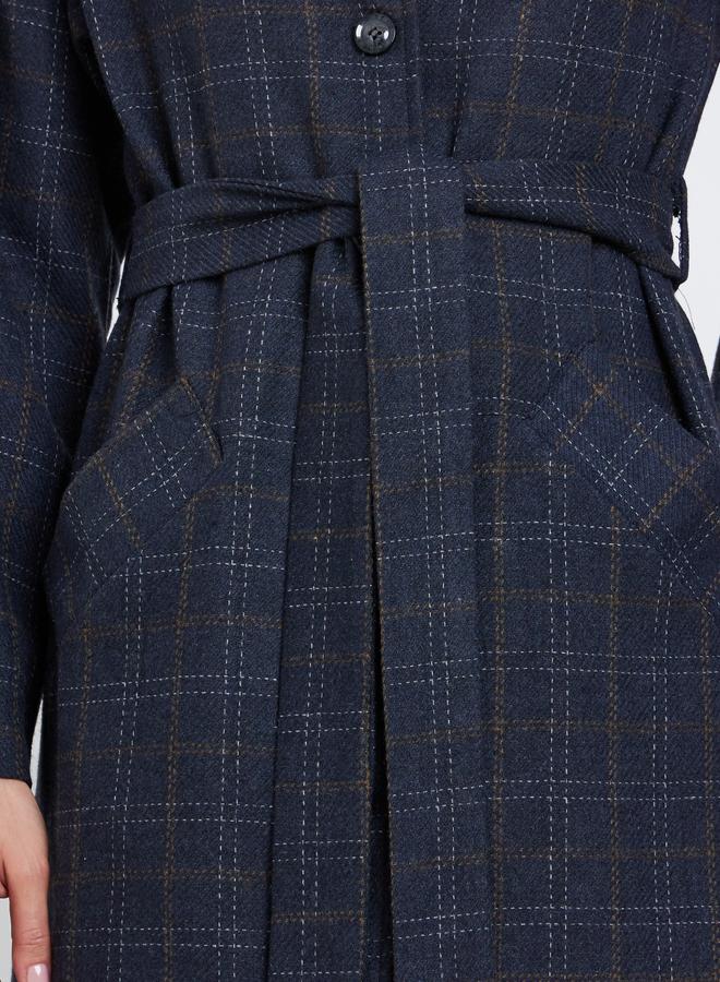 ستايلي معطف بمظهر صوف وطبعة بنمط مربعات - Image 3