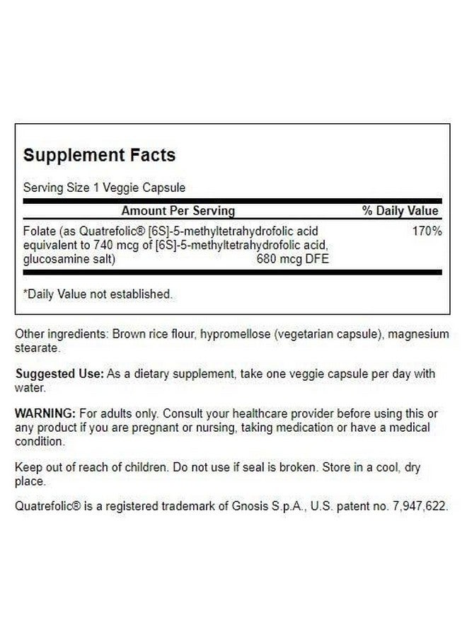 SWANSON سوانسون فولات (5-ميثيل تتراهيدروفولات) 400 ميكروغرام 30 كبسولة نباتية - Image 2