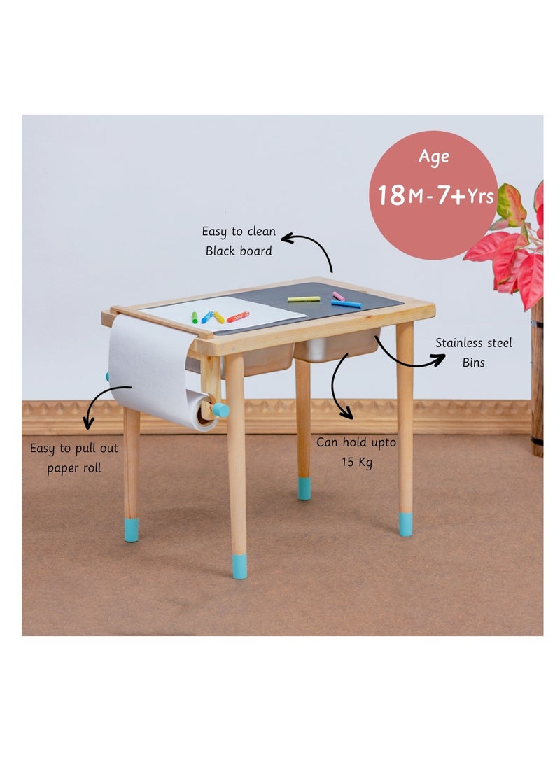 Montessori Inspired Sensory Table Eco-Friendly Design for Optimal Toddler Development Small Study Table For Toddlers and Kids- Pink