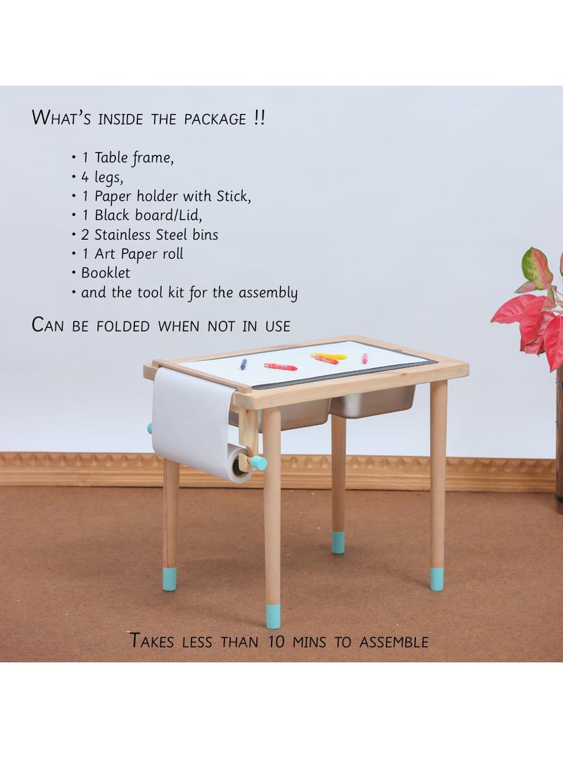 Montessori Inspired Sensory Table Eco-Friendly Design for Optimal Toddler Development Small Study Table For Toddlers and Kids- Pink