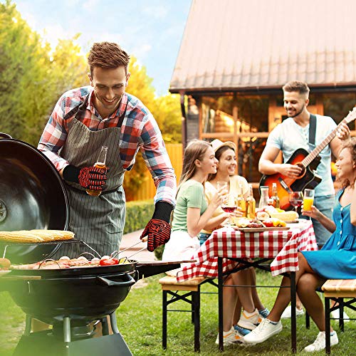 Hostaque Grilling Gloves 1472℉ Extreme Heat Resistant, Grill BBQ Gloves for Men, Silicone Non-Slip Kitchen Oven Mitts, Hot Cooking Oven Gloves for Grilling, Frying, Baking, Welding, Fireplace, 14 Inch - Image 4