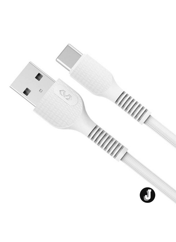 JAJEEK "2.4A PVC USB to Type-C Charging Cable – 2-in-1 Charging & Data Transfer, Flexible & Skin-Friendly Texture, 1 Meter, White" - Image 2