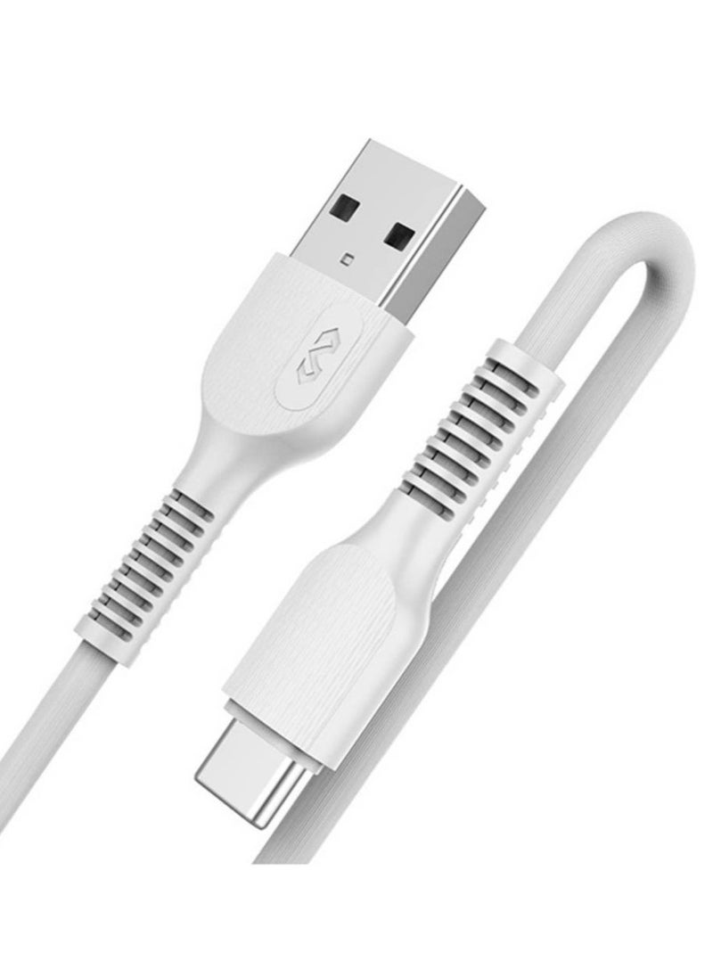 JAJEEK "2.4A PVC USB to Type-C Charging Cable – 2-in-1 Charging & Data Transfer, Flexible & Skin-Friendly Texture, 1 Meter, White" - Image 3