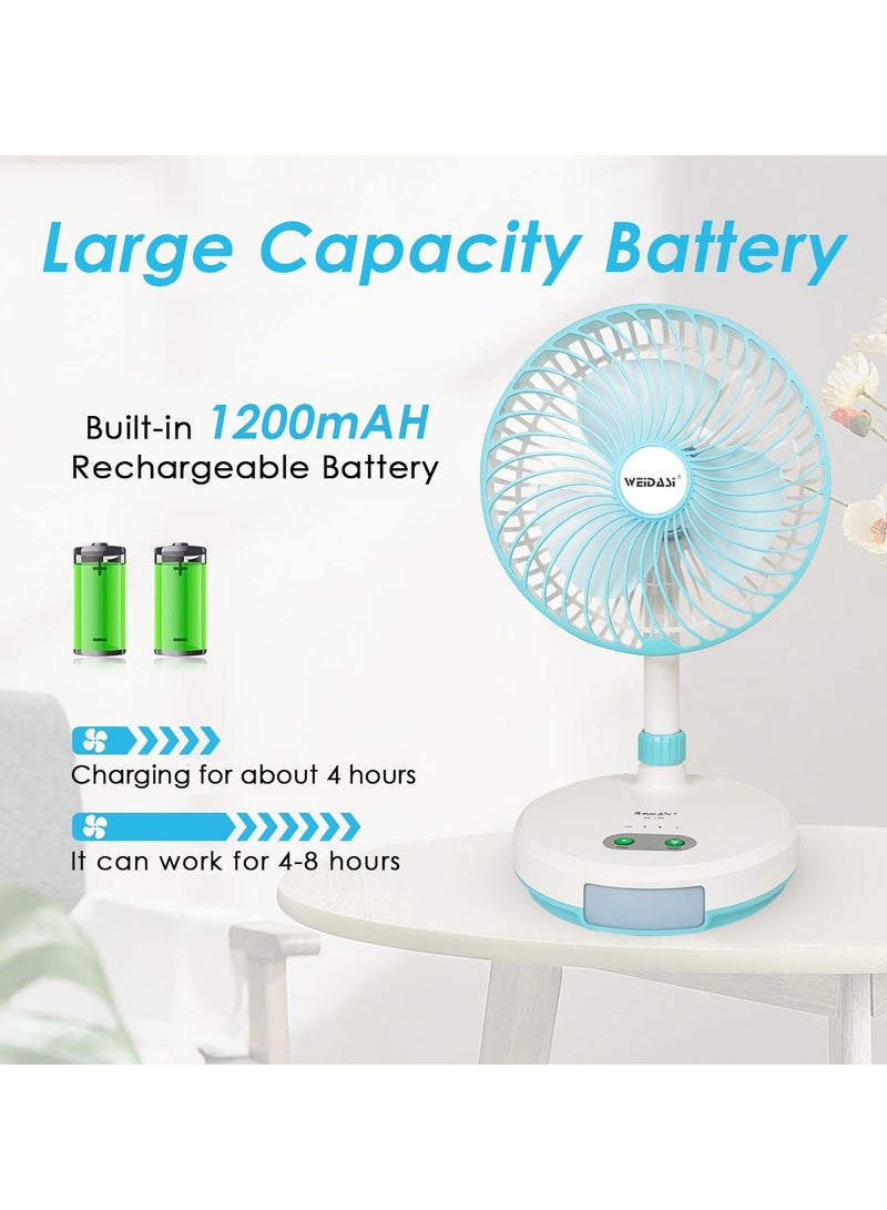 Weidesi Portable Rechargeable 7.5-Inch Table Fan with USB Charging, Night Light, and 3-Speed Wind Adjustment, 1200mAh Lithium Battery, WEIDASI WD-219  - Image 3