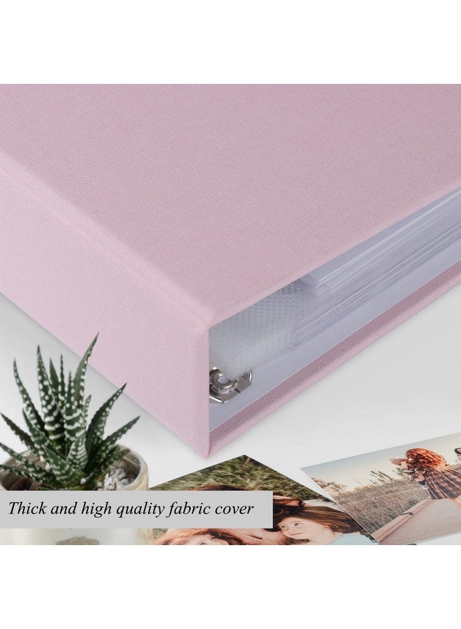 1DOT2 12X12 Inch Large 3 Ring Diy Scrapbook Photo Album Journal With 30 Plastic Sleeves 60 Pages And Fabric Cover For Baby Travel Wedding Couple Anniversary Kids Adventure (Pink Cover/White Pages) - Image 2