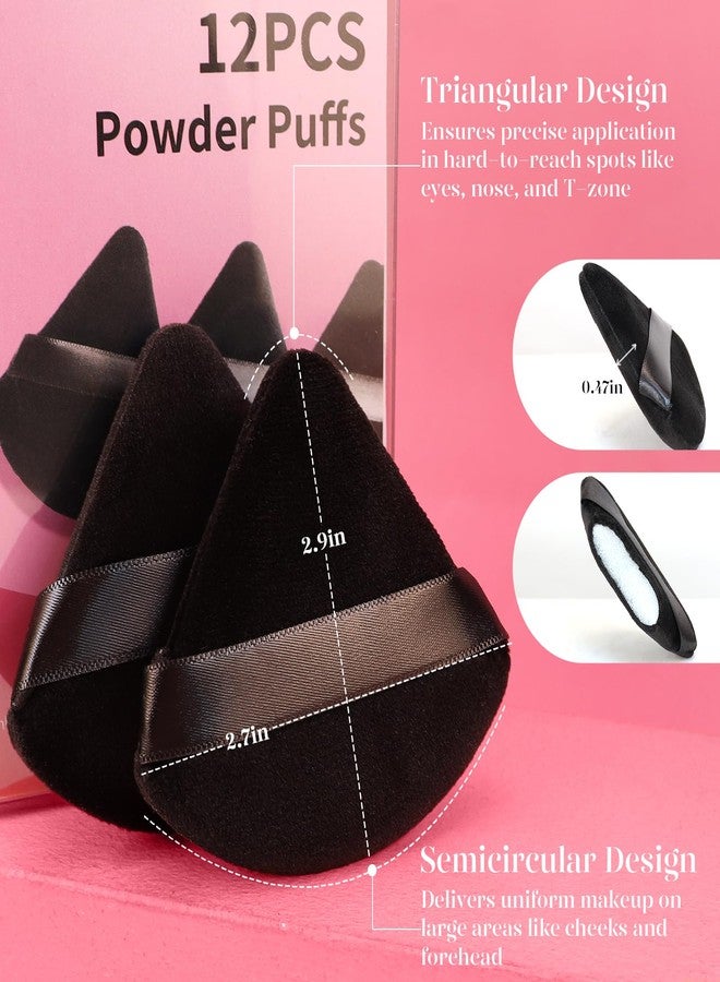 BEAKEY 12pcs Powder Puffs for Face Powder Triangle Powder Puff for Loose and Cosmetic Foundation, Makeup Puff for Contouring, Cloud Kiss Beauty Makeup Tools - Image 3
