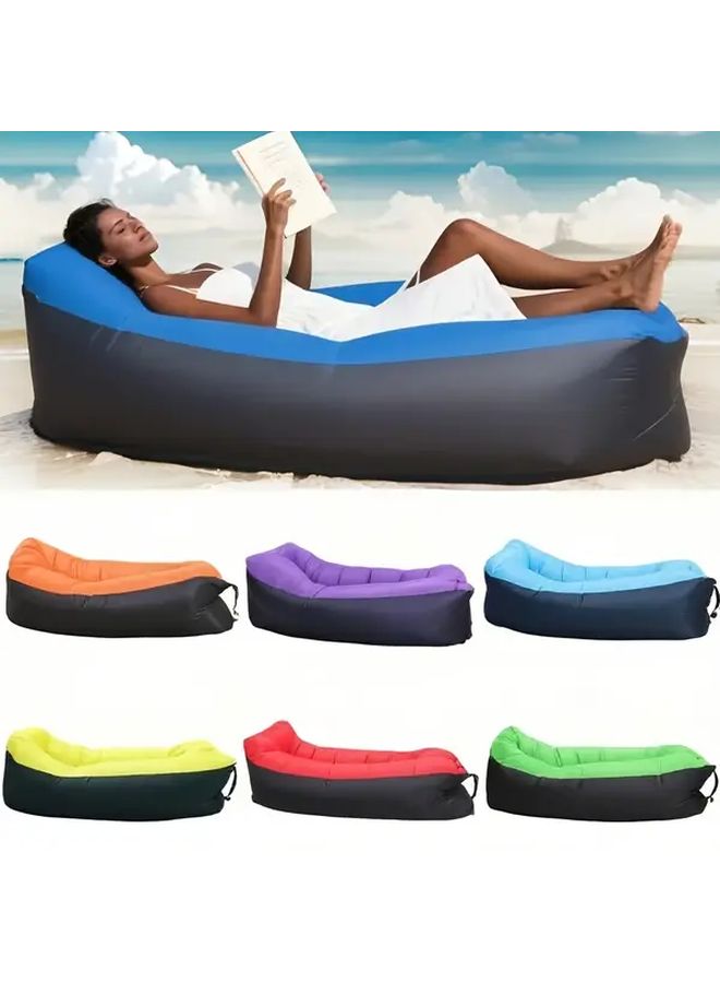 Purple Outdoor Inflatable Sofa Portable Air Lounger Multifunctional Camping Beach Chair with Pillow Lightweight Easy to Store with Carry Bag Simple Setup Suitable for All Seasons Ideal for Backyard Patio RV Music Festivals - Image 1