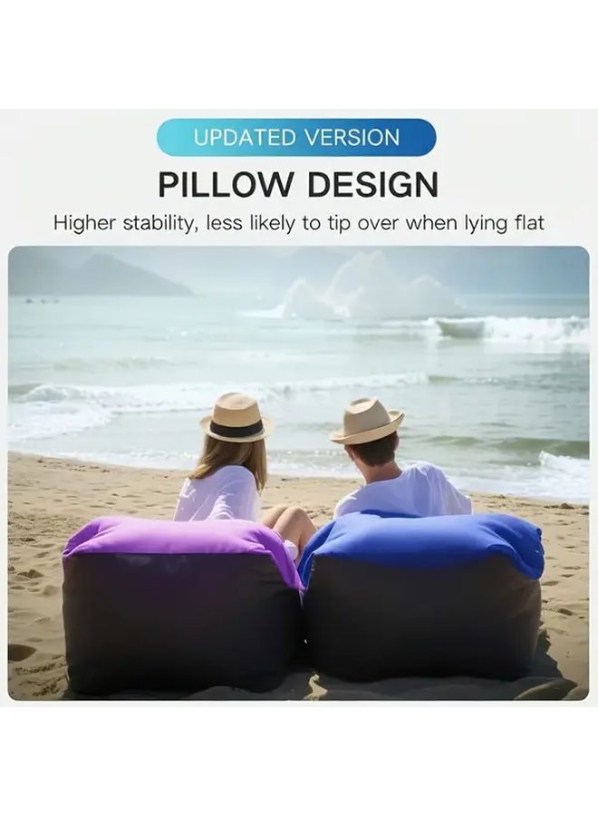 Purple Outdoor Inflatable Sofa Portable Air Lounger Multifunctional Camping Beach Chair with Pillow Lightweight Easy to Store with Carry Bag Simple Setup Suitable for All Seasons Ideal for Backyard Patio RV Music Festivals - Image 3