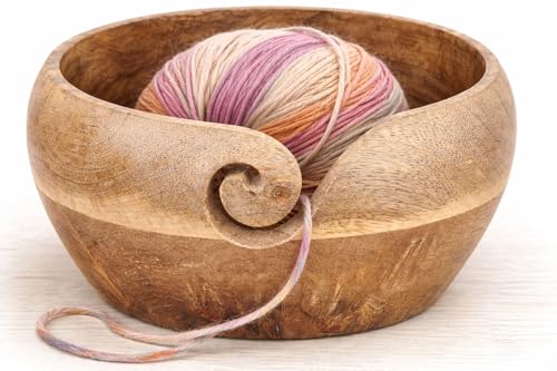 Eximious India Mothers Day Gifts for Women Wooden Yarn Bowl Knitting Bowl Large Crochet Yarn Holder Handmade Crocheting Accessories and Supplies Organizer 7 x 3 Retirement Birthday Gift For Knitters - Image 1