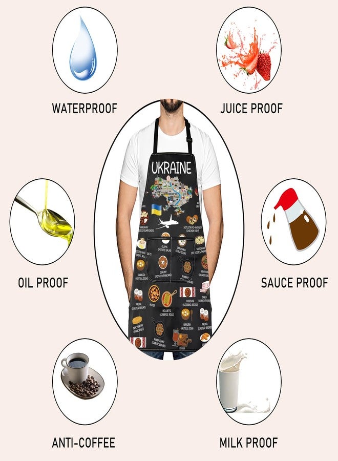 LEVLO Ukraine Country Map Europe Cuisine Lover Kitchen Apron Mom Dad BFF Ukrainian Food Cooking Travel Apron (UKRAINE) - Image 3