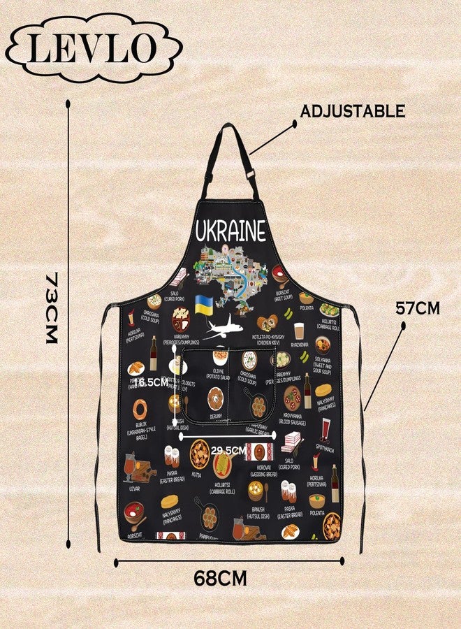LEVLO Ukraine Country Map Europe Cuisine Lover Kitchen Apron Mom Dad BFF Ukrainian Food Cooking Travel Apron (UKRAINE) - Image 2