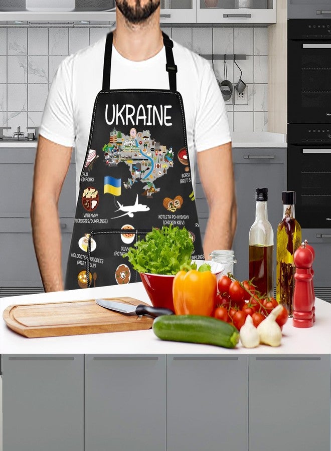 LEVLO Ukraine Country Map Europe Cuisine Lover Kitchen Apron Mom Dad BFF Ukrainian Food Cooking Travel Apron (UKRAINE) - Image 5