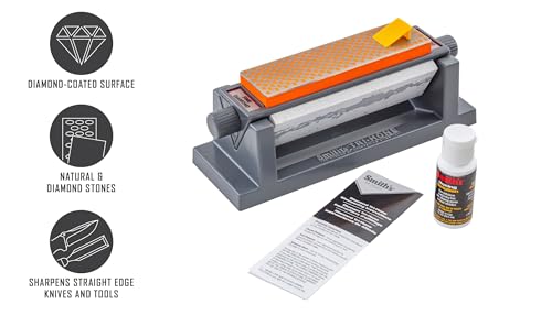 Smith's 50448 6” Diamond Tri-Hone Stone Sharpening System - Grey - Fine, Natural, & Coarse Stones - 3-Way Honing - Nonslip Rubber Feet - Restore Tools, Hunting, Kitchen, Fishing & Pocket Knives - Image 3