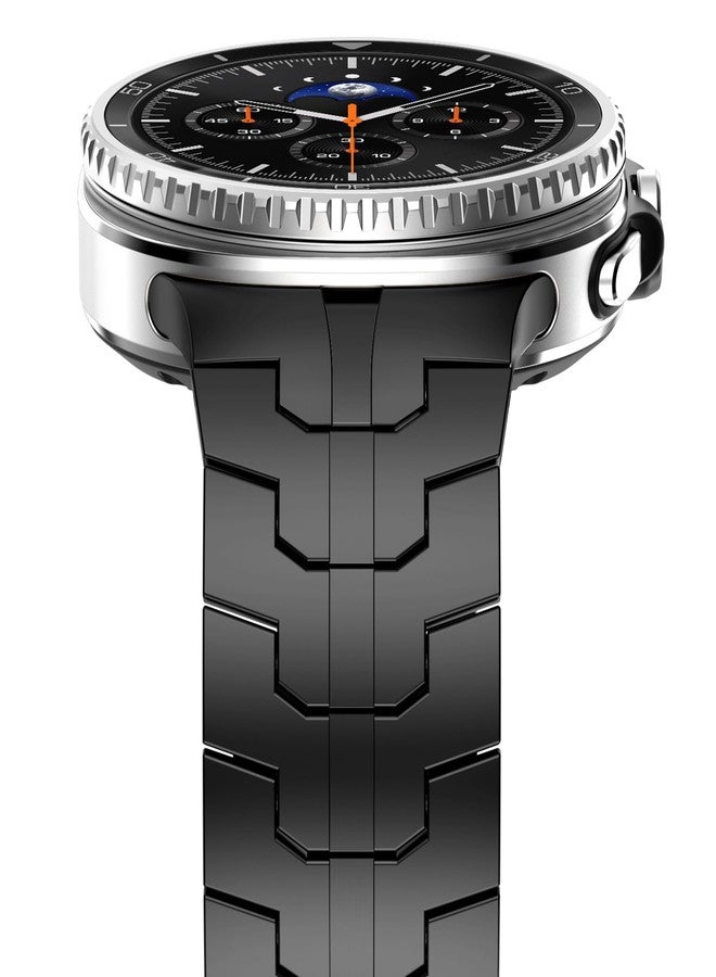 WINGLE Metal Bands for Galaxy Watch 8/8 Classic Band Samsung Galaxy Watch 8 Band 44mm 40mm 46mm Men Rugged Durable Armor Stainless Steel Strap Classy Elegant Casual Business Link Bracelet, Black - Image 3