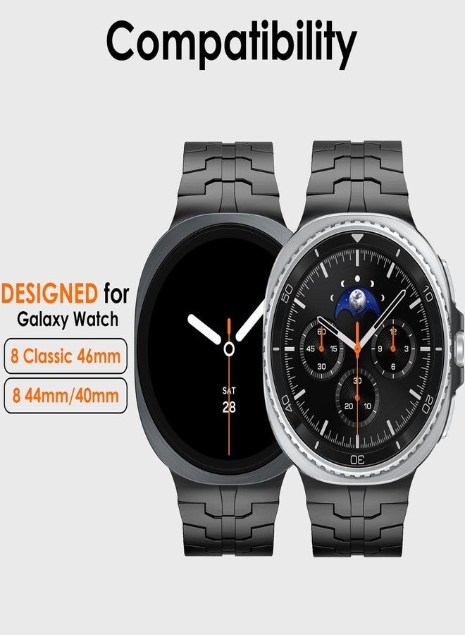 WINGLE Metal Bands for Galaxy Watch 8/8 Classic Band Samsung Galaxy Watch 8 Band 44mm 40mm 46mm Men Rugged Durable Armor Stainless Steel Strap Classy Elegant Casual Business Link Bracelet, Black - Image 2