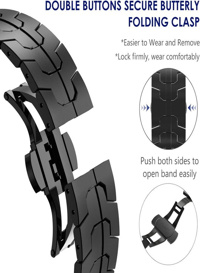 WINGLE Metal Bands for Galaxy Watch 8/8 Classic Band Samsung Galaxy Watch 8 Band 44mm 40mm 46mm Men Rugged Durable Armor Stainless Steel Strap Classy Elegant Casual Business Link Bracelet, Black - Image 5