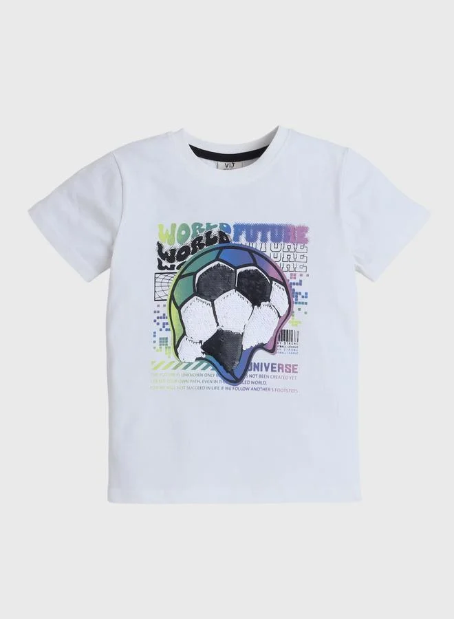 victor and jane Victor And Jane Boys Football Graphic Print Cotton T-Shirt and Shorts Set