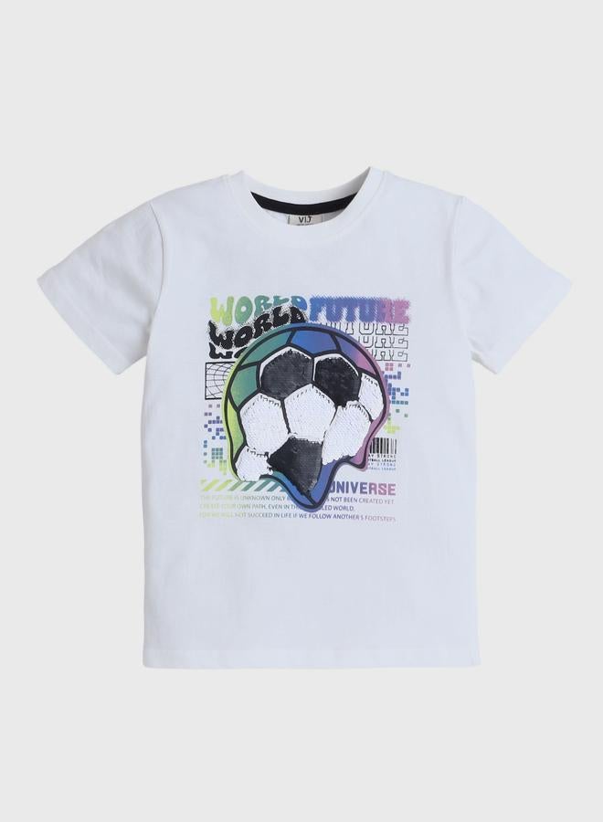 Victor And Jane Boys Football Graphic Print Cotton T-Shirt and Shorts Set - Image 2